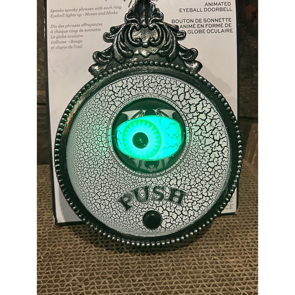 Gemmy Animated Halloween Doorbell – Spooky Eyeball LED Lights & Sounds NEW‎